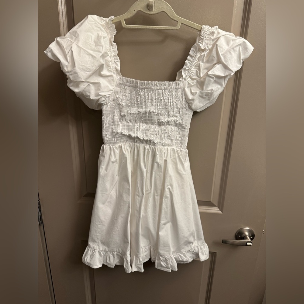 White Puff Sleeve Dress